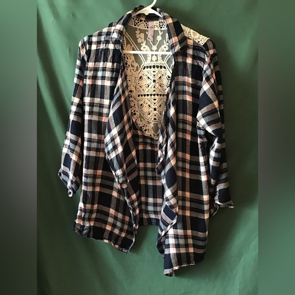 Alya cardigan flannel shirt with lace